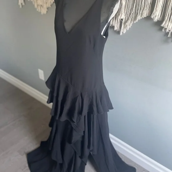 Halston Black Ruffle Maxi - Picture 7 of 9